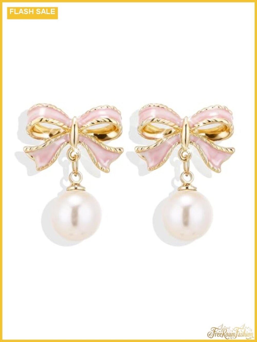 Bow Earrings for Women Pearl Drop Dangle Cute Gift